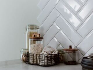 Organized small kitchen storage containers and drawer dividers