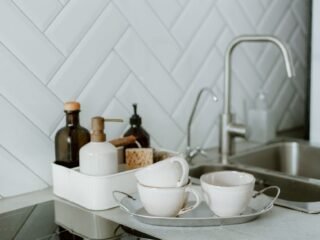 Clean, organized kitchen counter with minimal clutter