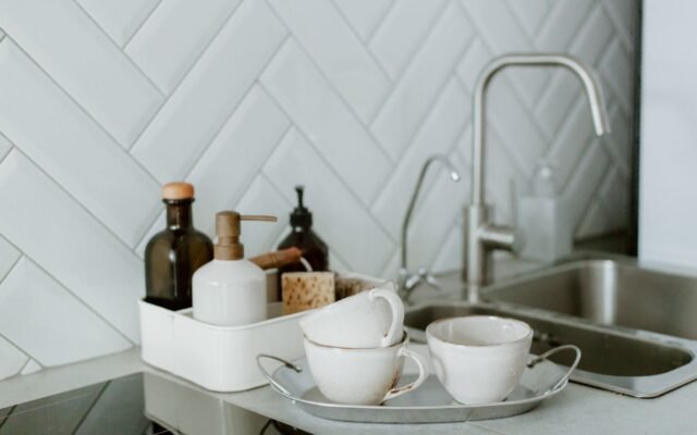 Clean, organized kitchen counter with minimal clutter