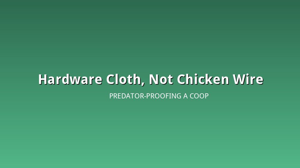 Illustration comparing chicken wire and hardware cloth used to predator-proof a backyard coop