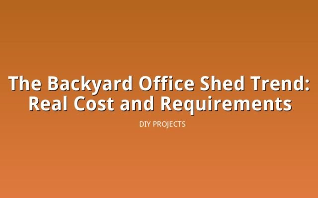 Illustration of a finished backyard office shed with a desk visible through a window