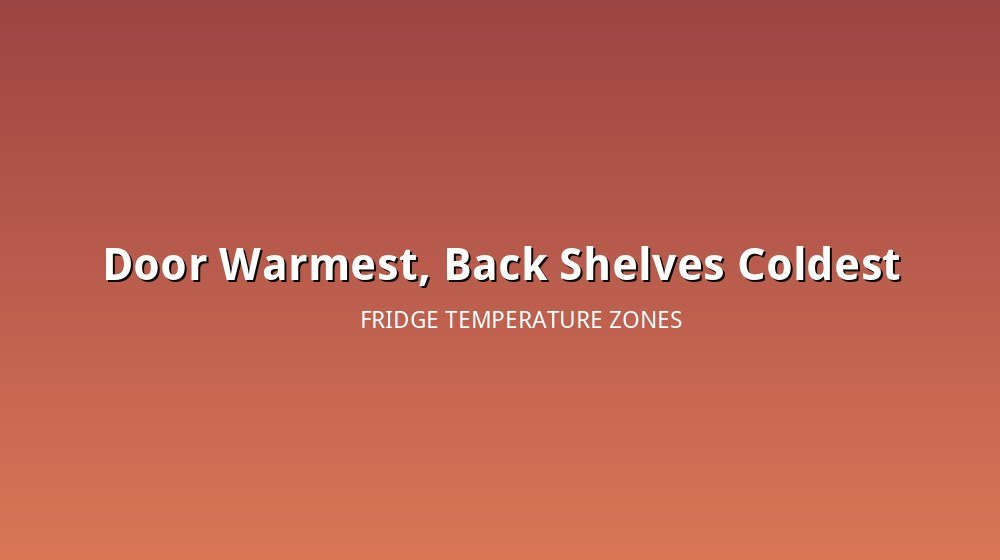 Illustration of a refrigerator interior highlighting warmer door zones and colder back shelf zones