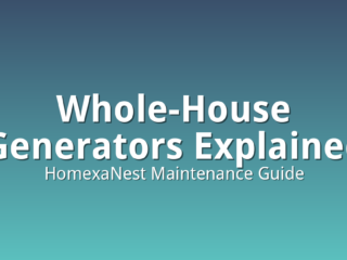 Whole-house standby generator installed beside a home