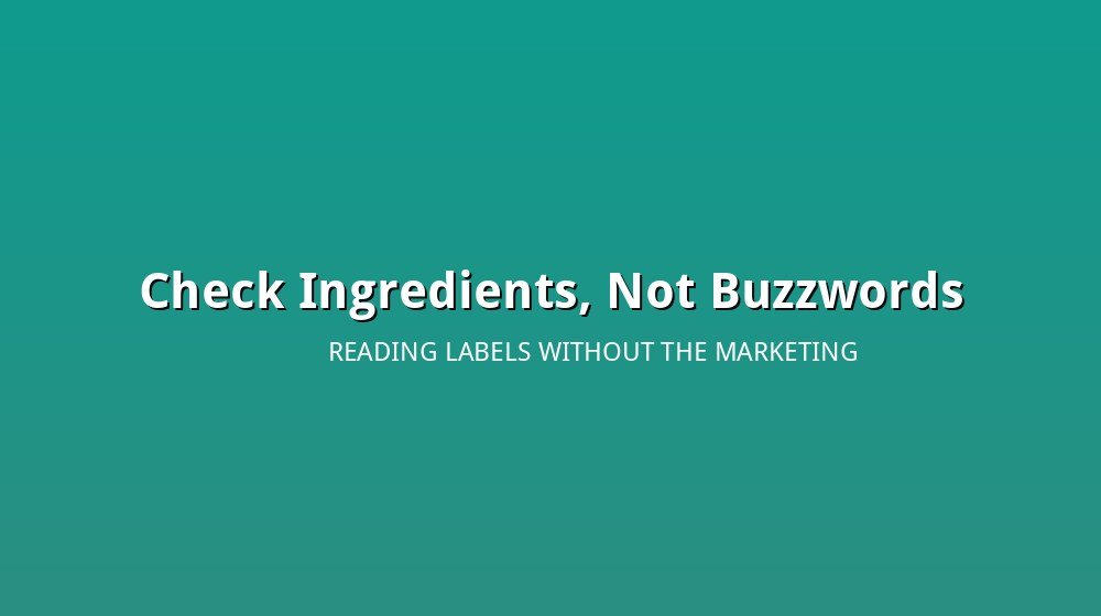 Illustration of a hand reading the ingredient label on a cleaning product bottle