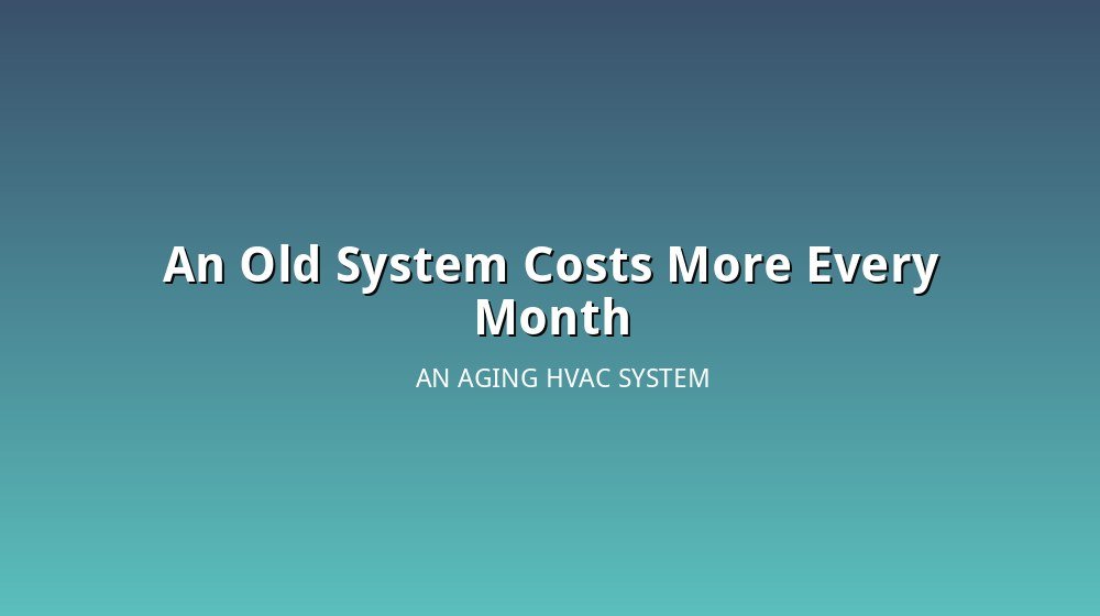 Illustration of an aging outdoor HVAC unit next to a home